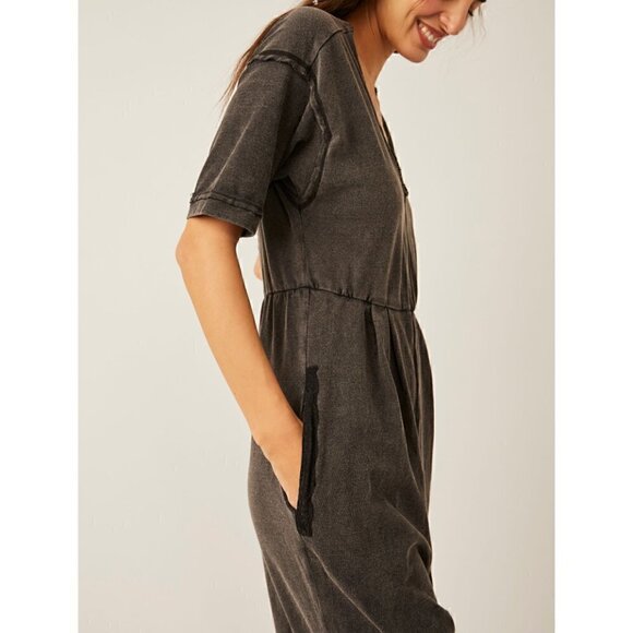 NWT FREE PEOPLE Good Side Romper / Black - Picture 4 of 6
